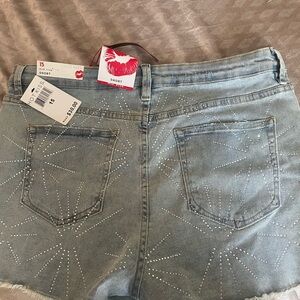Hot Kiss Light Blue Studded Jean Shorts
